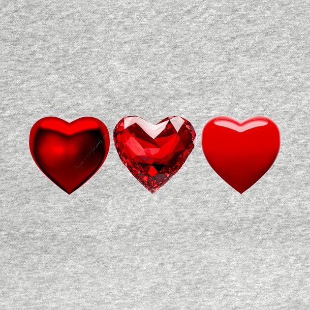 Three red hearts Shinning love by Visualisworld